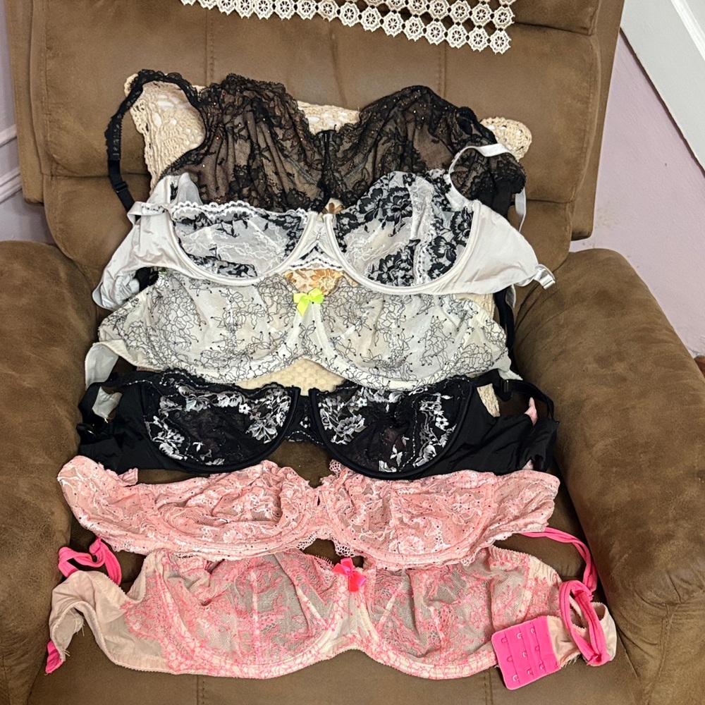 Victoria's Secret Lace Bra Collection - Black, White, Pink